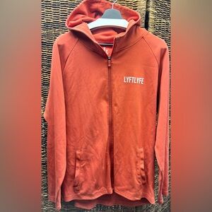 Lyftlyfe- Orange Men’s XLarge Full Zip Dry Hooded Shirt, Some fabric piling